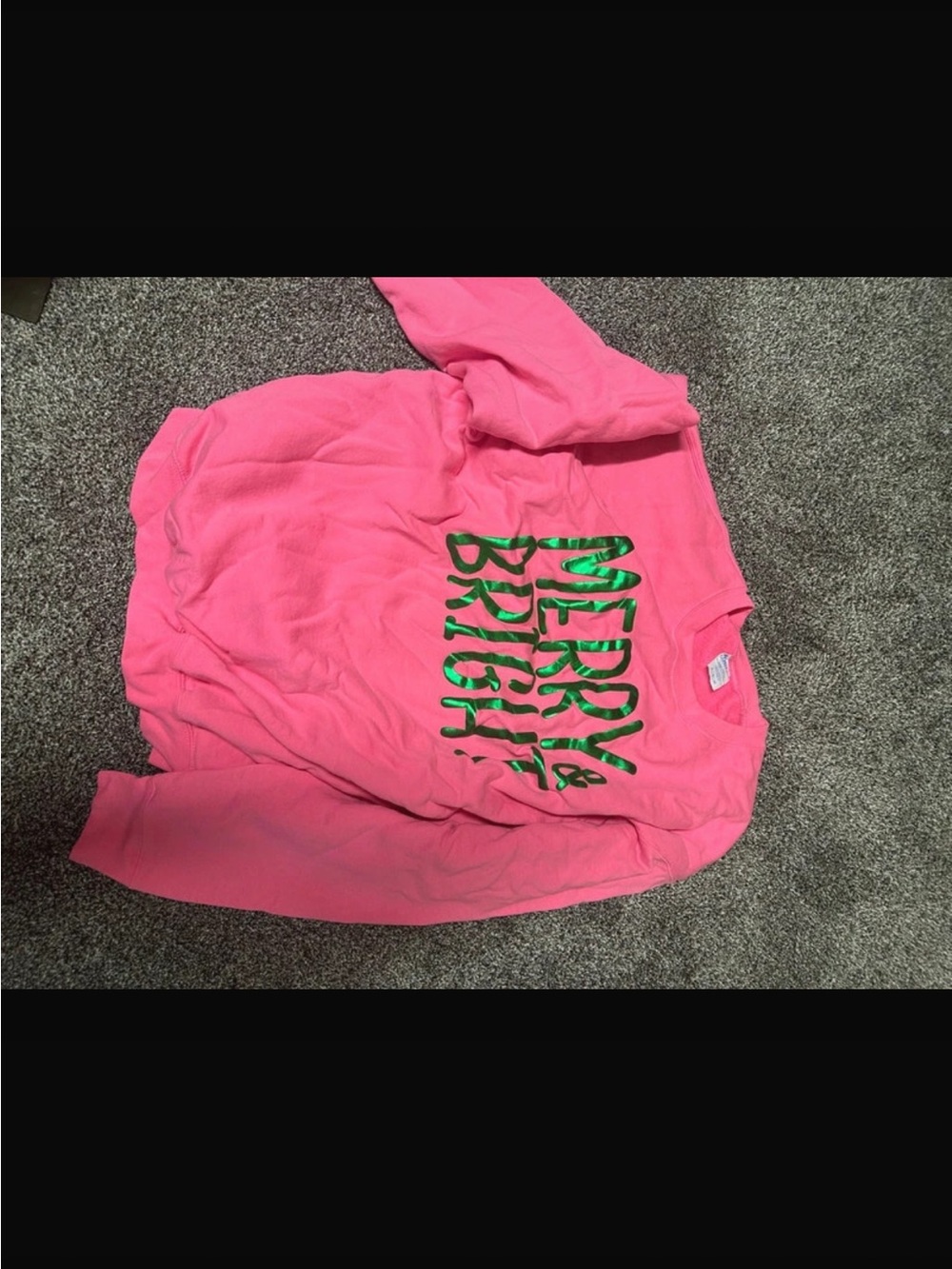 QOS Merry & Bright Pink Holiday Sweatshirt